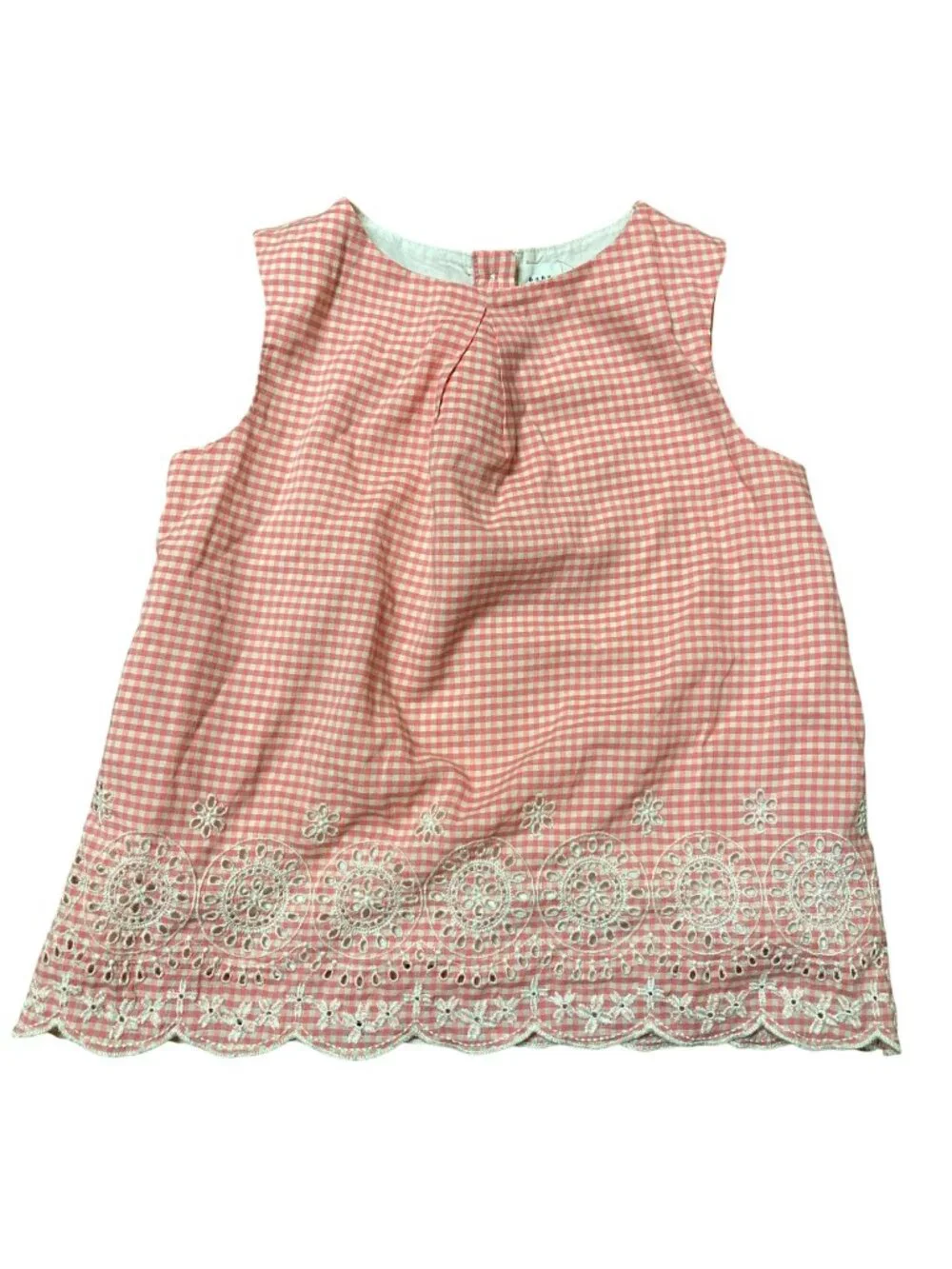 Baby Gap Blouse Girls 4T Pink Gingham Eyelet Embroidered Top